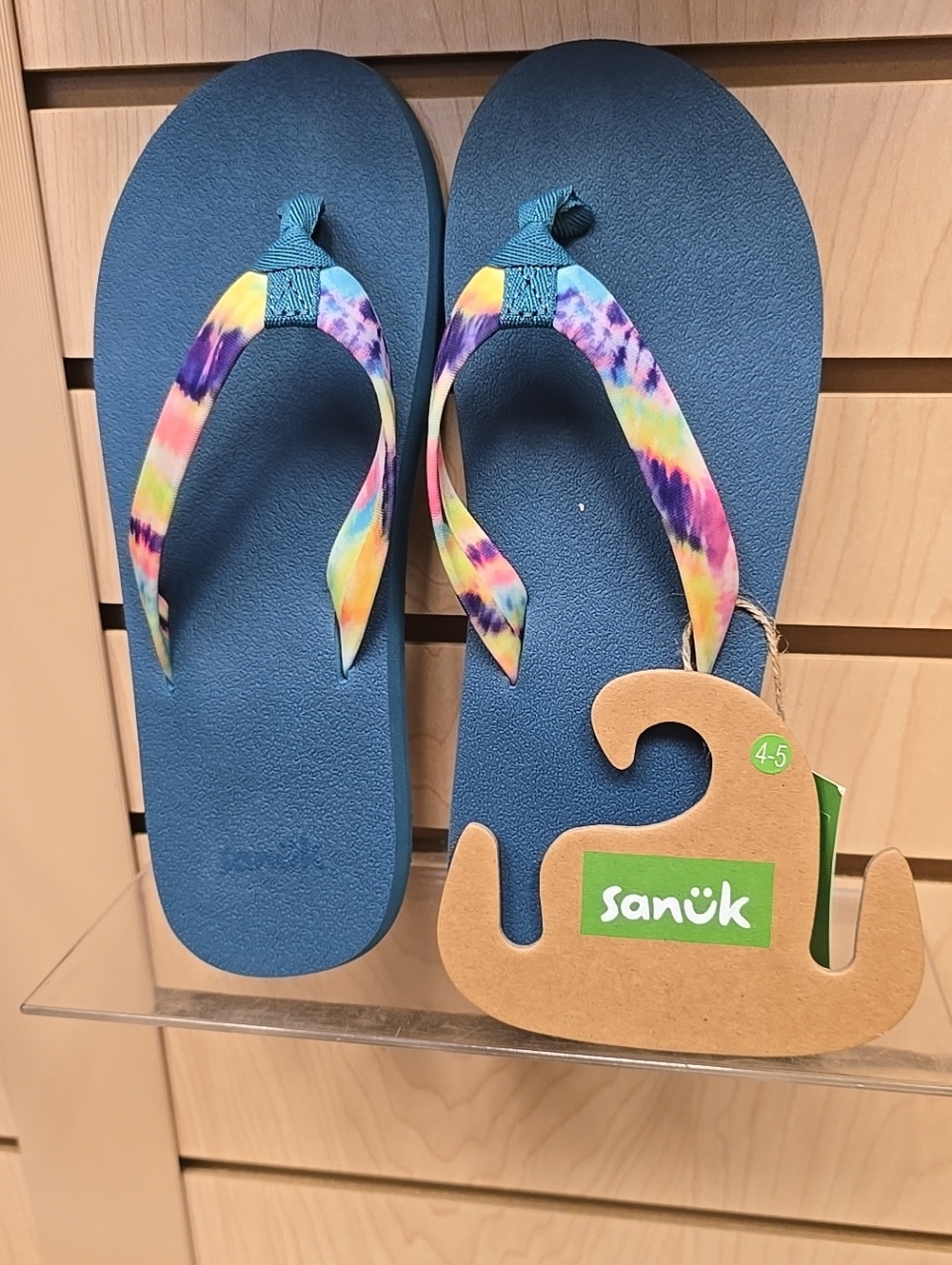 Sanuk Kids' Blue Flip Flops with Tie-Dye Straps